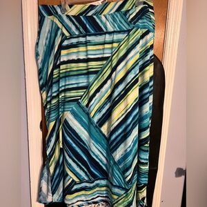 Blues, green, yellow and white skirt.